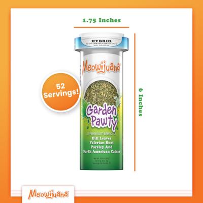 Show full view: Meowijuana Garden Pawty Dill, Parsley & Valerian Root Blend Catnip, 0.92-oz bottle slide 7 of 7