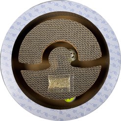 Tugzelle Purr-Ball Maze Cat Scratcher Toy with Catnip, Blue, 13 x 13 x 2.25-in slide 2 of 4