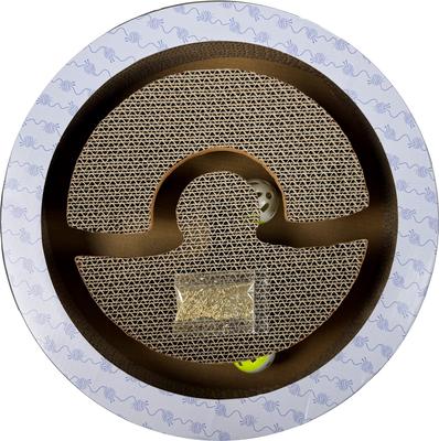 Show full view: Tugzelle Purr-Ball Maze Cat Scratcher Toy with Catnip, Blue, 13 x 13 x 2.25-in slide 3 of 4