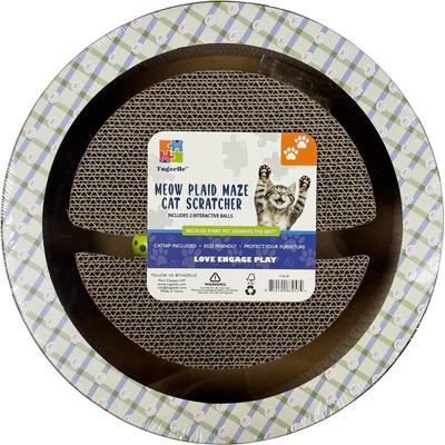 Show full view: Tugzelle Meow Plaid Maze Cat Scratcher Toy with Catnip, Green, 13 x 13 x 2.25-in slide 2 of 4