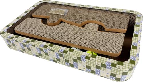 Show full view: Tugzelle Patchwork Maze Cat Scratcher Toy with Catnip, Green, 17 x 11 x 2.25-in slide 4 of 4