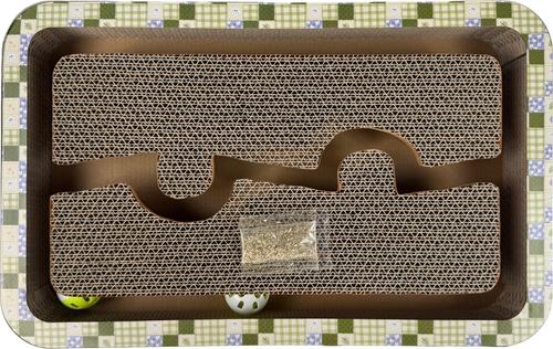 Show full view: Tugzelle Patchwork Maze Cat Scratcher Toy with Catnip, Green, 17 x 11 x 2.25-in slide 3 of 4