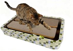 Tugzelle Patchwork Maze Cat Scratcher Toy with Catnip, Green, 17 x 11 x 2.25-in slide 1 of 4
