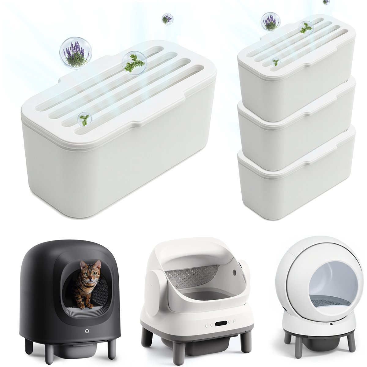 Aoruefar Self-Cleaning Cat Litter Box Deodorizer, 2.40 x 1.22 x 0.83-in, 4 count