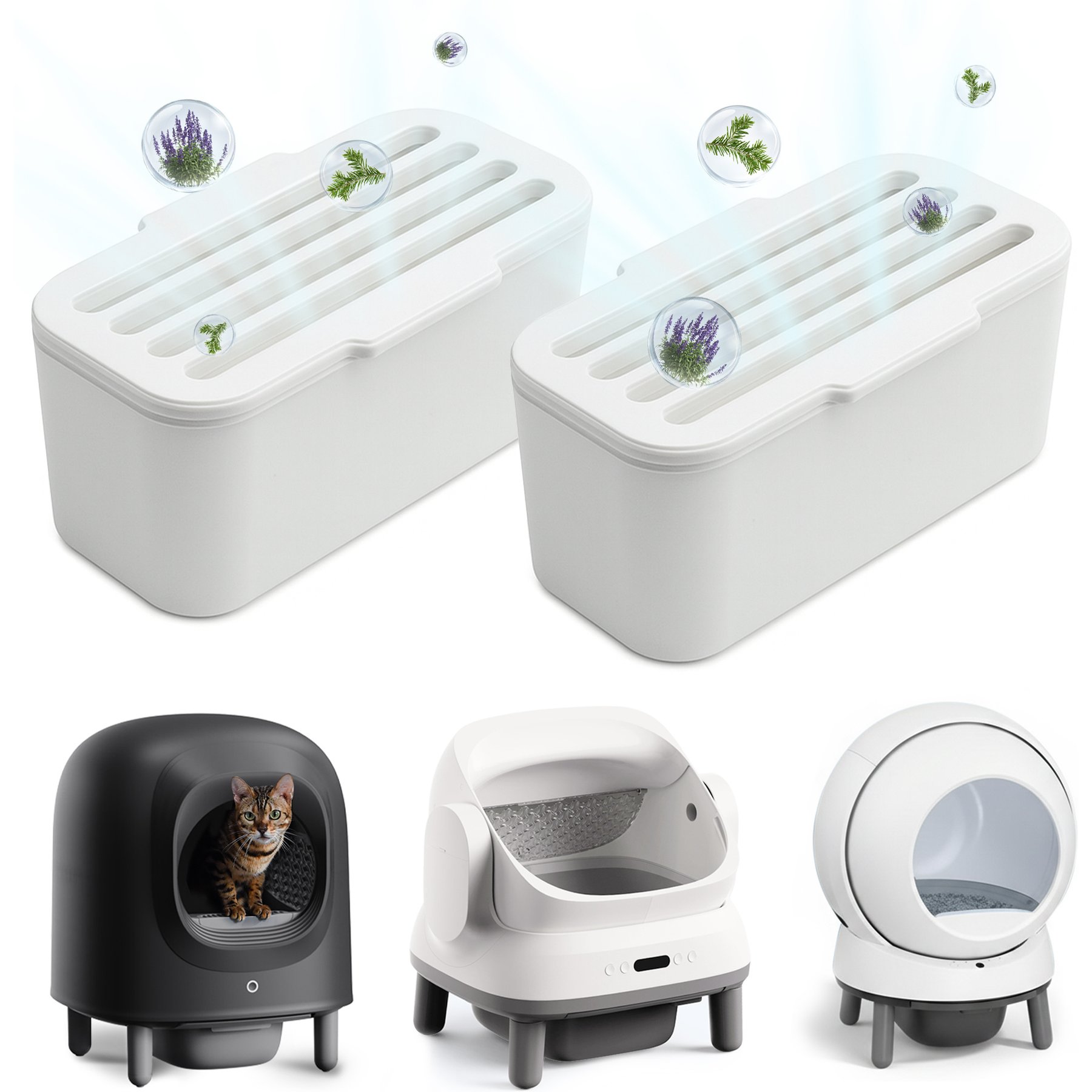 Aoruefar Self-Cleaning Cat Litter Box Deodorizer, 2.40 x 1.22 x 0.83-in, 2 count