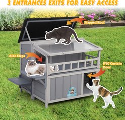 Coziwow Outdoor Wooden Cat House, Grey slide 2 of 9