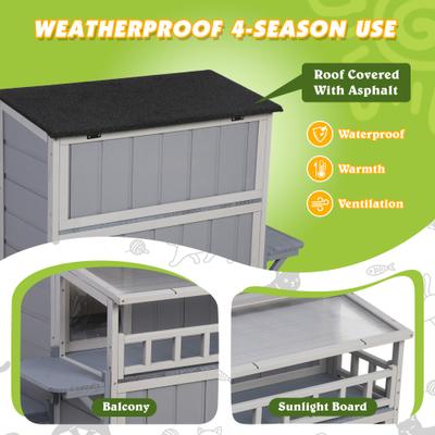 Show full view: Coziwow Outdoor Wooden Cat House, Grey slide 5 of 9