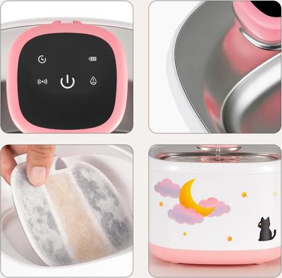 Show full view: Happy & Polly Moonlight Smart Wireless Cat Water Fountain, Pink, 71-oz slide 6 of 9