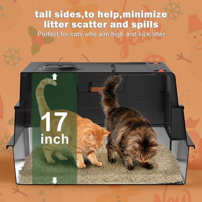 Show full view: JOEJOY Enclosed Stainless Steel Litter Box with Lid, XXX-Large, Black slide 6 of 9