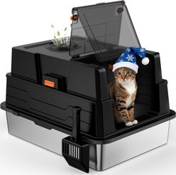 JOEJOY Enclosed Stainless Steel Litter Box with Lid, XXX-Large, Black