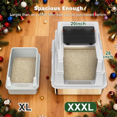 Show full view: JOEJOY Enclosed Stainless Steel Litter Box with Lid, XXX-Large, Silver Gray slide 4 of 10