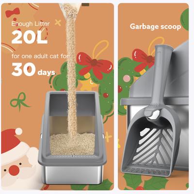 Show full view: JOEJOY Stainless Steel Leak-Proof High Sided Cat Litter Box, 23 x 15 x 10-in, Dark Gray slide 6 of 8