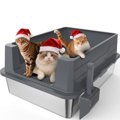 JOEJOY Stainless Steel Cat Litter Box, XXX-Large, Dark Gray