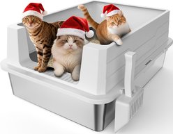 JOEJOY Stainless Steel Cat Litter Box, XXX-Large, Silver Gray