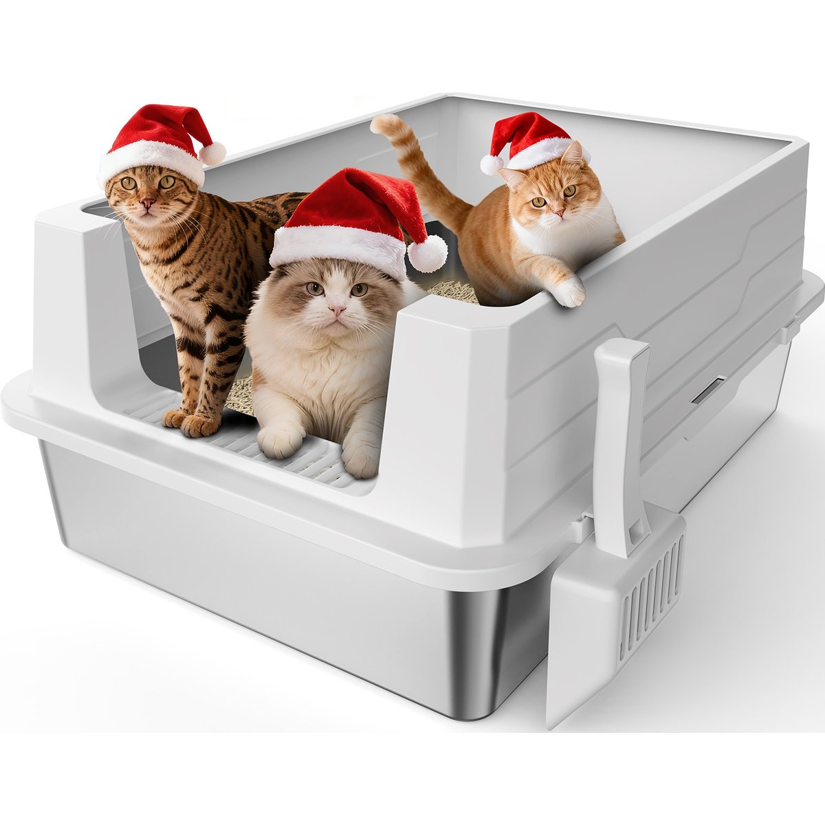 JOEJOY Stainless Steel Cat Litter Box, XXX-Large, Silver Gray