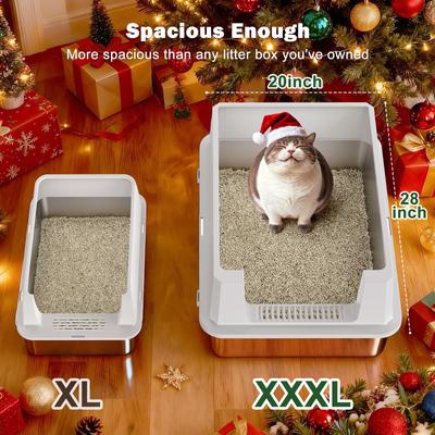 Show full view: JOEJOY Stainless Steel Cat Litter Box, XXX-Large, Silver Gray slide 2 of 7