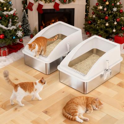 Show full view: JOEJOY Stainless Steel Cat Litter Box, 23 x 15 x 11-in, 2 count, Silver Gray slide 3 of 7
