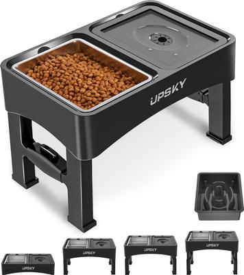 Show full view: UPSKY 3-in-1 Stainless Steel Slow Feeder Elevated Dog Bowl, Black slide 3 of 11