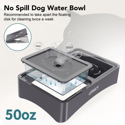 Show full view: UPSKY 3-in-1 Stainless Steel Slow Feeder Elevated Dog Bowl, Grey slide 7 of 10