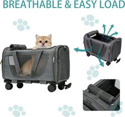 Gapzer Rolling Washable Travel Carriers with RemovableWheels & Telescopic Handle for Medium/Large Cats & Small Dogs, Grey, 18.5 x 11.8 x 11.8-in slide 2 of 9