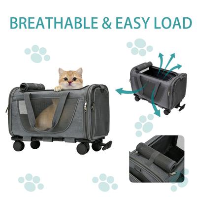 Show full view: Gapzer Rolling Washable Travel Carriers with RemovableWheels & Telescopic Handle for Medium/Large Cats & Small Dogs, Grey, 18.5 x 11.8 x 11.8-in slide 5 of 9