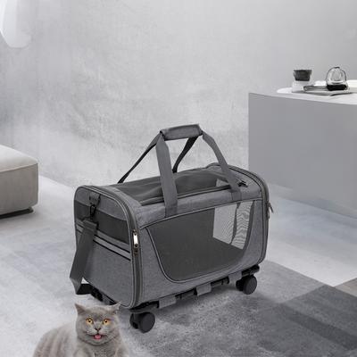 Show full view: Gapzer Rolling Washable Travel Carriers with RemovableWheels & Telescopic Handle for Medium/Large Cats & Small Dogs, Grey, 18.5 x 11.8 x 11.8-in slide 9 of 9