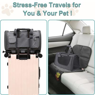 Show full view: Gapzer Rolling Washable Travel Carriers with RemovableWheels & Telescopic Handle for Medium/Large Cats & Small Dogs, Grey, 18.5 x 11.8 x 11.8-in slide 8 of 9