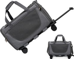 Gapzer Rolling Washable Travel Carriers with RemovableWheels & Telescopic Handle for Medium/Large Cats & Small Dogs, Grey, 18.5 x 11.8 x 11.8-in