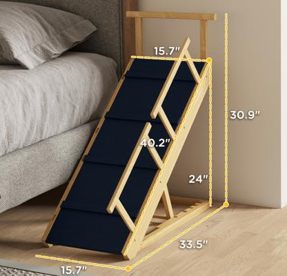 Show full view: Bencmate Adjustable Height Foldable Dog Steps, Natural Wood slide 5 of 9