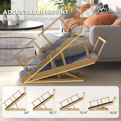 Show full view: Bencmate Adjustable Height Foldable Dog Steps, Natural Wood slide 6 of 9