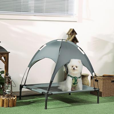 Show full view: Bencmate Elevated Portable Cot Indoor/Outdoor Dog Bed with UV Canopy Shade, Grey, 30 x 24 x 28.75-in slide 3 of 8