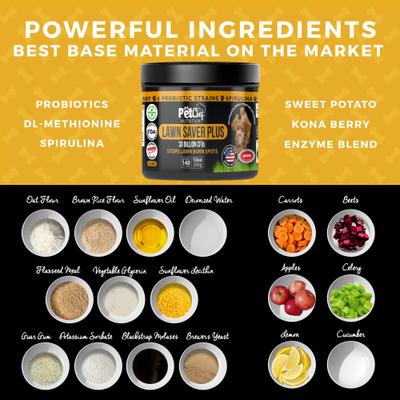 Show full view: Pet Chef Lawn Saver Vegan Bacon! Canine Urine Yard Burn Stopper Bacon Flavored Soft Chew Urinay Support Supplement for Dogs, 10-oz jar slide 7 of 9