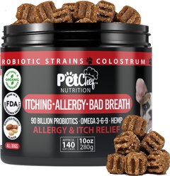 Pet Chef Natural Organic No Chemicals Peanut Butter Flavored Soft Chew Immune Allergy Supplement for Dogs, 10-oz jar