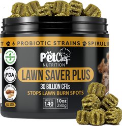 Pet Chef Lawn Saver Plus! Blocks Urine Damage Peanut Butter Flavored Soft Chew Urinay Support Supplement for Dogs, 10-oz jar, 140 count