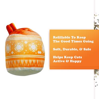 Show full view: Meowijuana Get Nogged Winter Eggnog Plush Cat Toy with Catnip, Orange, Small slide 5 of 9