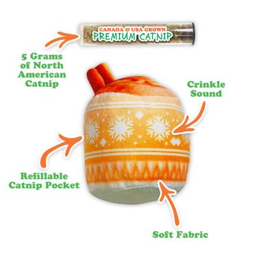 Show full view: Meowijuana Get Nogged Winter Eggnog Plush Cat Toy with Catnip, Orange, Small slide 3 of 9