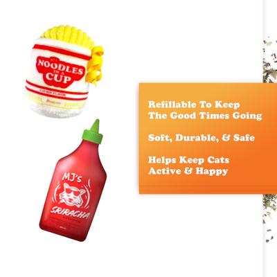 Show full view: Meowijuana Get Noodly Noodles & Sriracha Catnip Cat Toy, 2 count slide 5 of 9