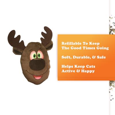Show full view: Meowijuana Get Blitzed Reindeer Refillable Plush Cat Toy with Catnip slide 3 of 8