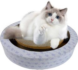 Tugzelle Purr-Ball Maze Cat Scratcher Toy with Catnip, Blue, 13 x 13 x 2.25-in