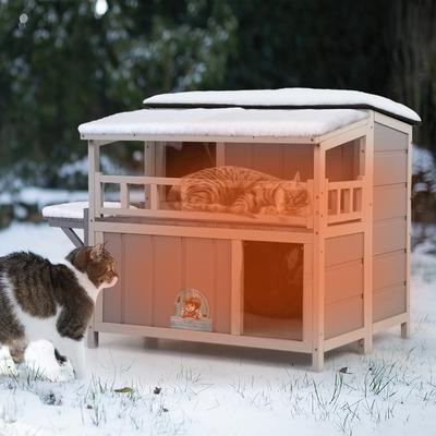 Show full view: Coziwow Outdoor Wooden Cat House, Grey slide 8 of 9