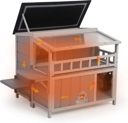 Show full view: Coziwow Outdoor Wooden Cat House, Grey slide 9 of 9