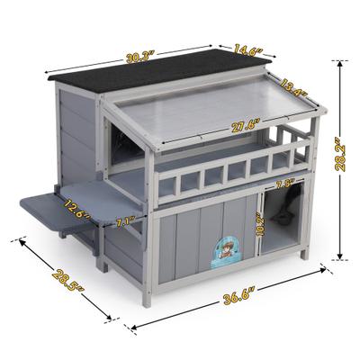 Show full view: Coziwow Outdoor Wooden Cat House, Grey slide 2 of 9