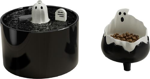 Show full view: Happy & Polly Ghost Cat Drinking Fountain & Elevated Cat Bowl Set, 50-oz slide 9 of 9