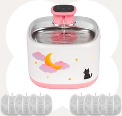 Happy & Polly Moonlight Smart Wireless Cat Water Fountain, Pink, 71-oz