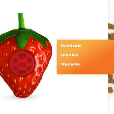 Show full view: Meowijuana Knock 'n' Nibble Strawberry Cat Treat Dispensing Toy slide 4 of 7