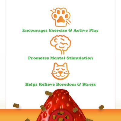 Show full view: Meowijuana Knock 'n' Nibble Strawberry Cat Treat Dispensing Toy slide 3 of 7