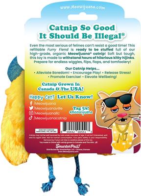 Show full view: Meowijuana Get Silly Refillable Furry Friend Plush Cat Toy with Catnip, Yellow slide 8 of 9