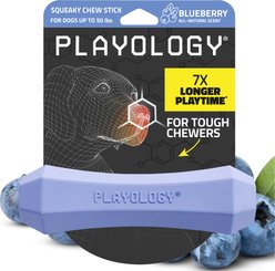 Playology Blueberry Scented Squeaky Chew Stick Dog Toy, Medium