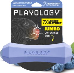 Playology Blueberry Scented Squeaky Chew Stick Dog Toy, Jumbo