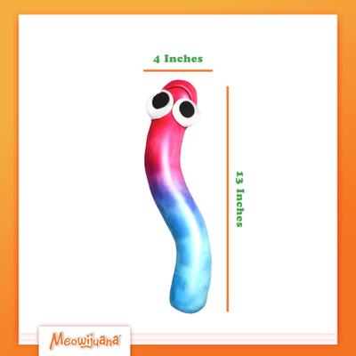 Show full view: Meowijuana Get Kickin' Refillable Gummy Worm Plush Cat Toy with Catnip slide 9 of 13